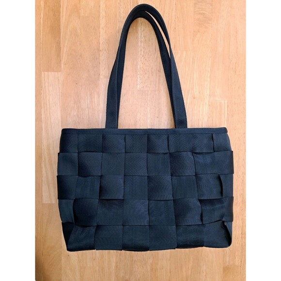 Harveys The Original Seatbelt Bag Purse Tote Satchel Black Double Straps - Picture 3 of 14